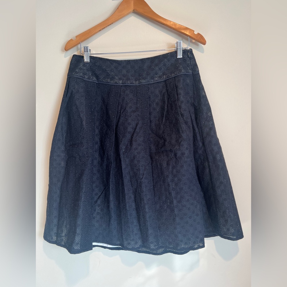 Talbots Black eyelet A-Line Skirt Cotton Classic Career Flare Size 10